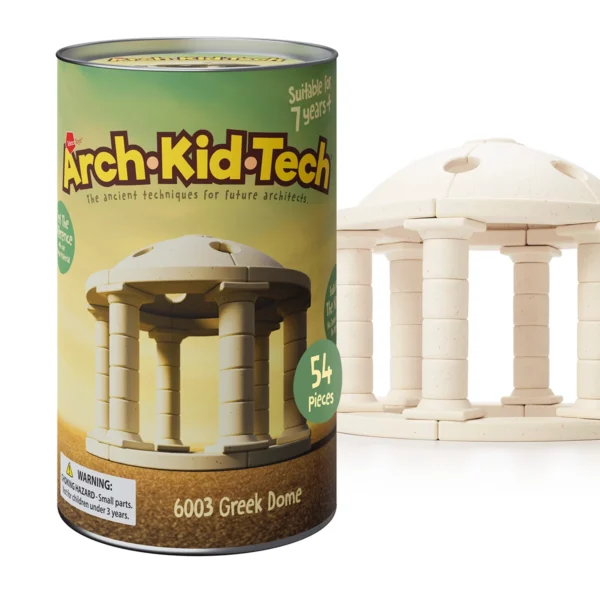 Arch-Kid-Tech® Greek Dome ของเล่นตัวต่อเชิงสถาปัตยกรรม 54 ชิ้น ได้แรงบันดาลใจจากเสาและโดมคลาสสิก สำหรับการสร้างสรรค์โครงสร้างผ่านการลงมือเล่น