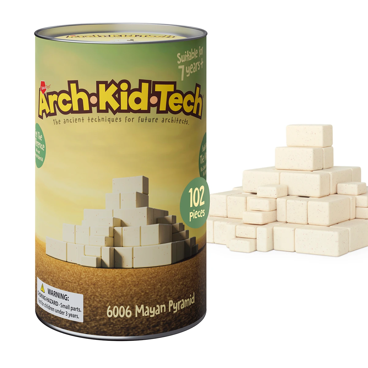 Arch-Kid-Tech® Mayan Pyramid ของเล่นตัวต่อเชิงสถาปัตยกรรม 102 ชิ้น ได้แรงบันดาลใจจากอารยธรรมโบราณ สำหรับการเรียนรู้และการเล่นผ่านการลงมือสร้าง