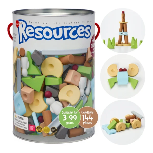 Resources® Expert Pack ชุดของเล่นตัวต่อปลายเปิด 144 ชิ้น สำหรับสร้างโครงสร้างขนาดใหญ่ ซับซ้อนขึ้น และเรียนรู้สมดุลผ่านการเล่น