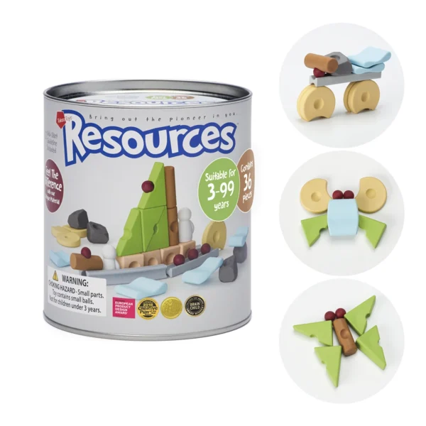Resources® Fun Pack ชุดของเล่นตัวต่อปลายเปิด 36 ชิ้น สำหรับเริ่มต้นสำรวจสมดุล การวางซ้อน และโครงสร้างผ่านการเล่น
