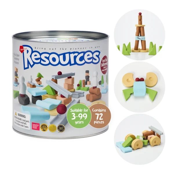 Resources® Standard Pack ชุดของเล่นตัวต่อปลายเปิด 72 ชิ้น สำหรับการเล่นที่บ้าน การวางซ้อน การทดลองโครงสร้าง และการเรียนรู้สมดุล
