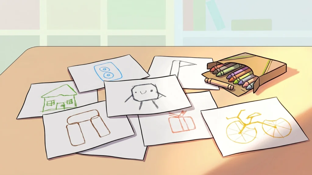 Children’s drawings made by tracing Resources® pieces and turning shapes into new images